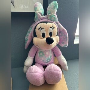 Disney Plush Minnie Mouse with Floral Bunny Ears - Purple and White 18”